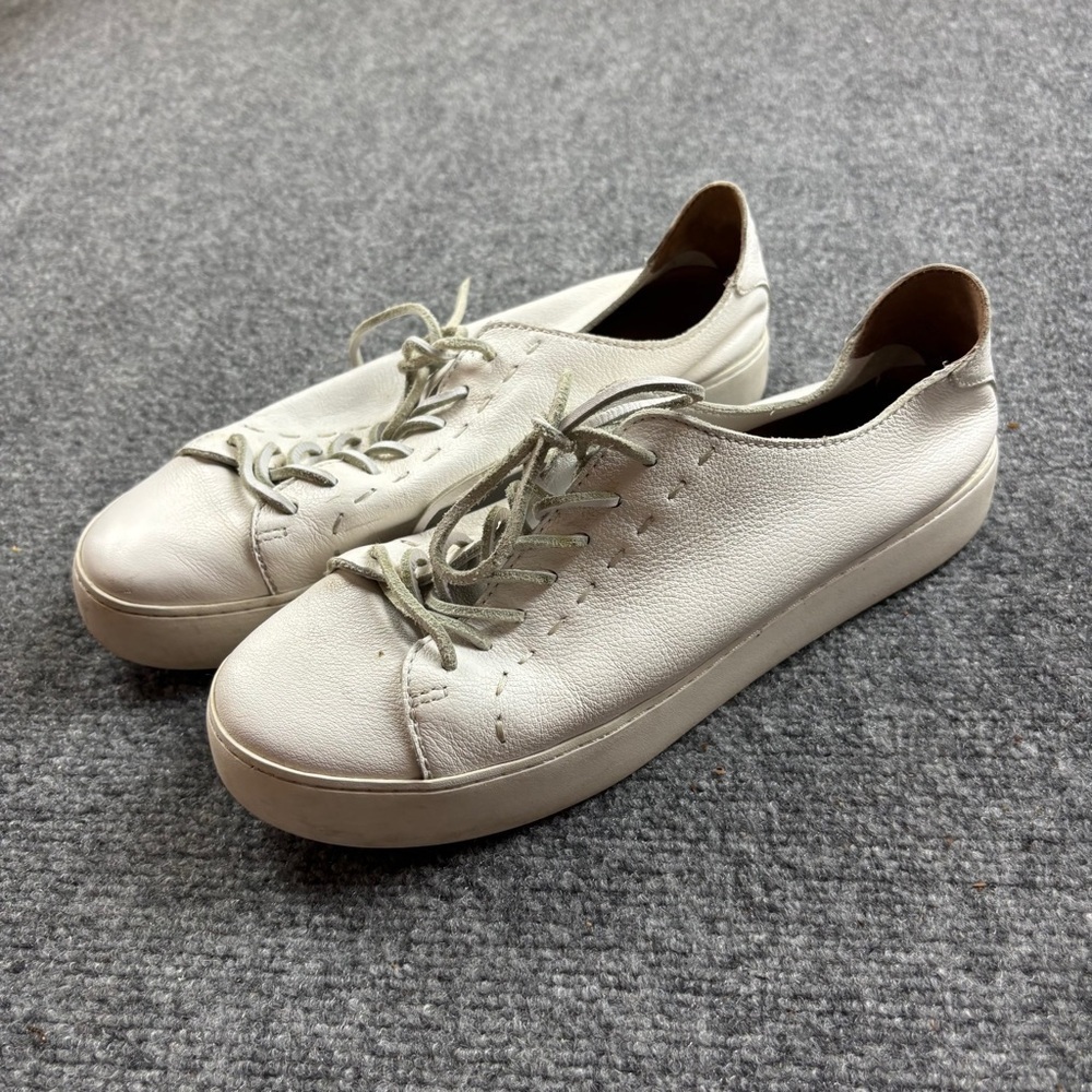 FRYE Women’s White Leather Lena Low Lace Sneaker size: 10